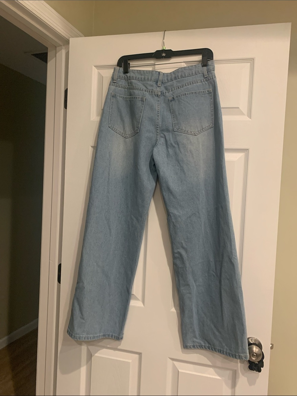Light Blue Women's Wide Leg Jeans with Butterfly Print - Picture 2 of 2